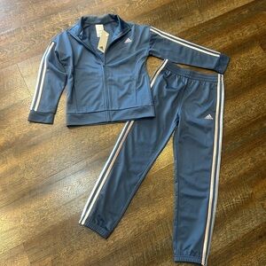 Adidas Navy Tracksuit with White Accents 7/8